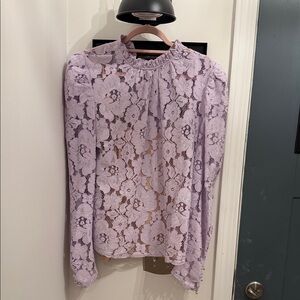 Wayf Lilac Floral Lace Blouse